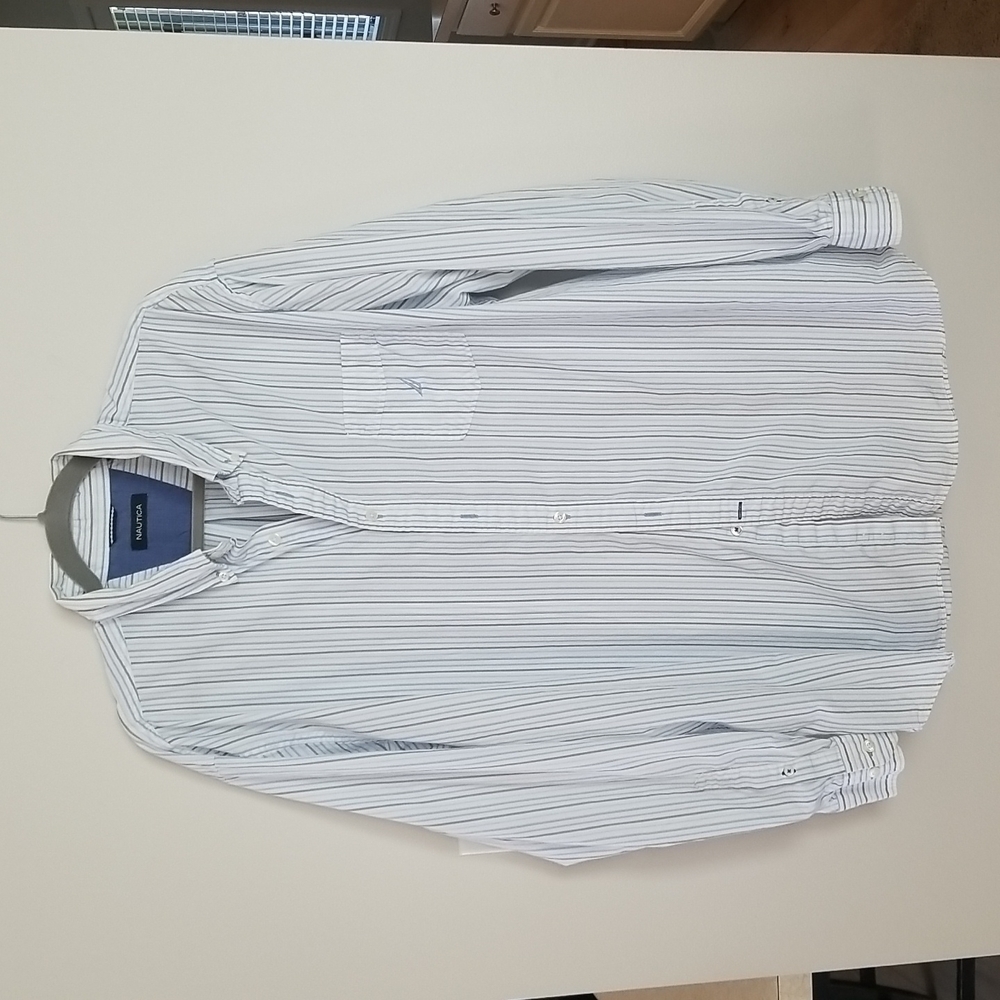 Nautica Mens button down long sleeve striped shirt